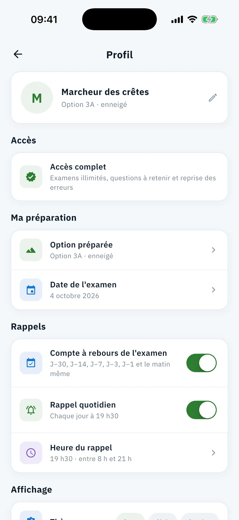 Le profil : choix de l'option 3A ou 3B, date de l'examen et rappels de révision